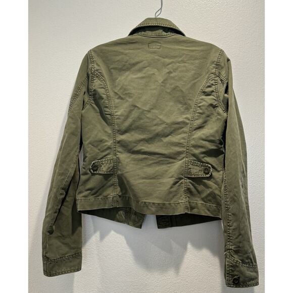 Lucky Brand Regulation Size Medium Jacket Green Military Distressed Pockets - Picture 3 of 7